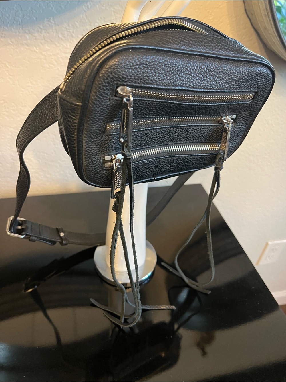 Rebecca Minkoff Black Pebbled Leather Crossbody Belt Bag